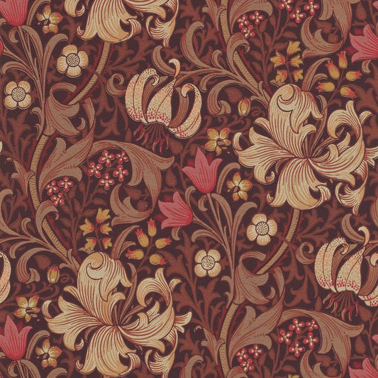 Golden Lily Wallpaper - Fig/Burnt Orange - 210402 - Morris & Co - Premier Wallcovering