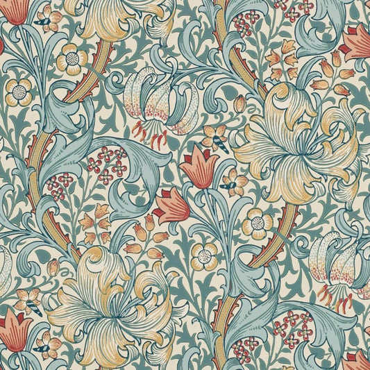 Golden Lily Wallpaper - Slate/Manilla - 210401 - Morris & Co - Premier Wallcovering
