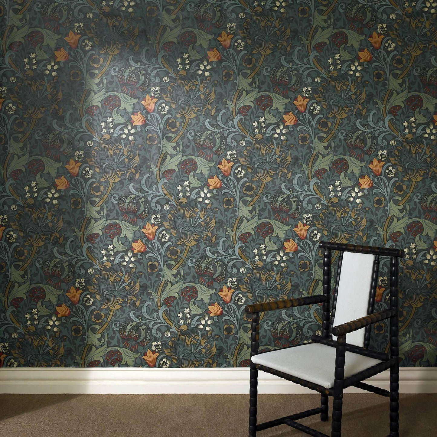 Golden Lily Wallpaper - Midnight - House of Hackney - 1 - WA - GOL - DI - NVY - XXX - Premier Wallcovering