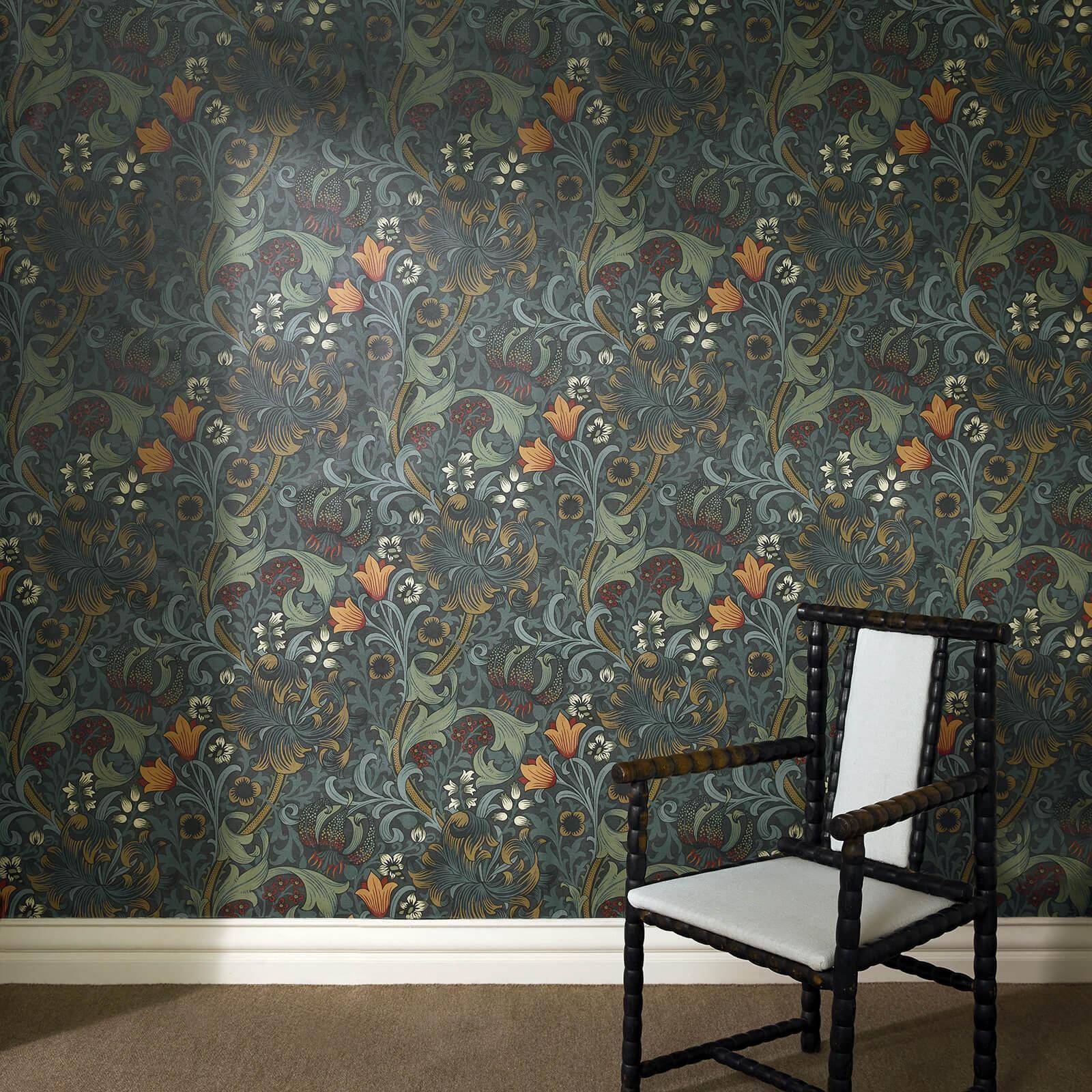 Golden Lily Wallpaper - Midnight - House of Hackney - 1 - WA - GOL - DI - NVY - XXX - Premier Wallcovering