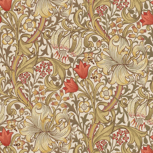 Golden Lily Wallpaper - Biscuit/Brick - 210400 - Morris & Co - Premier Wallcovering