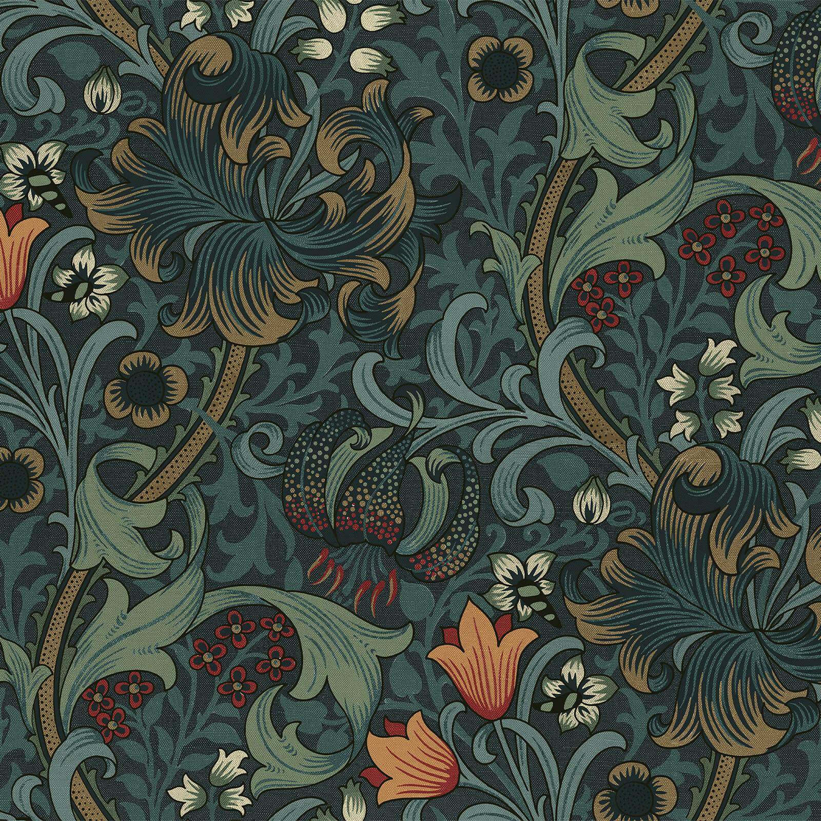 Golden Lily Wallpaper - Midnight - House of Hackney - 1 - WA - GOL - DI - NVY - XXX - Premier Wallcovering