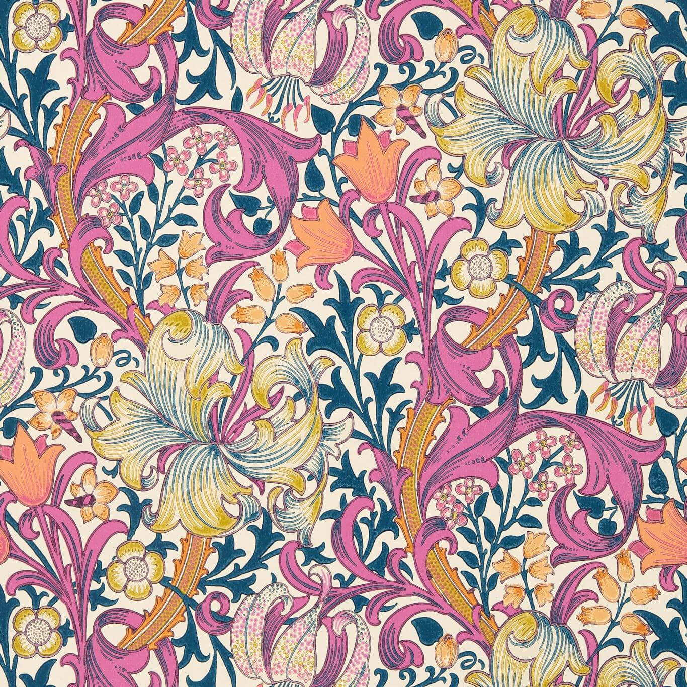 Golden Lily Wallpaper - Pink Fizz - 510006 - Morris & Co - Premier Wallcovering