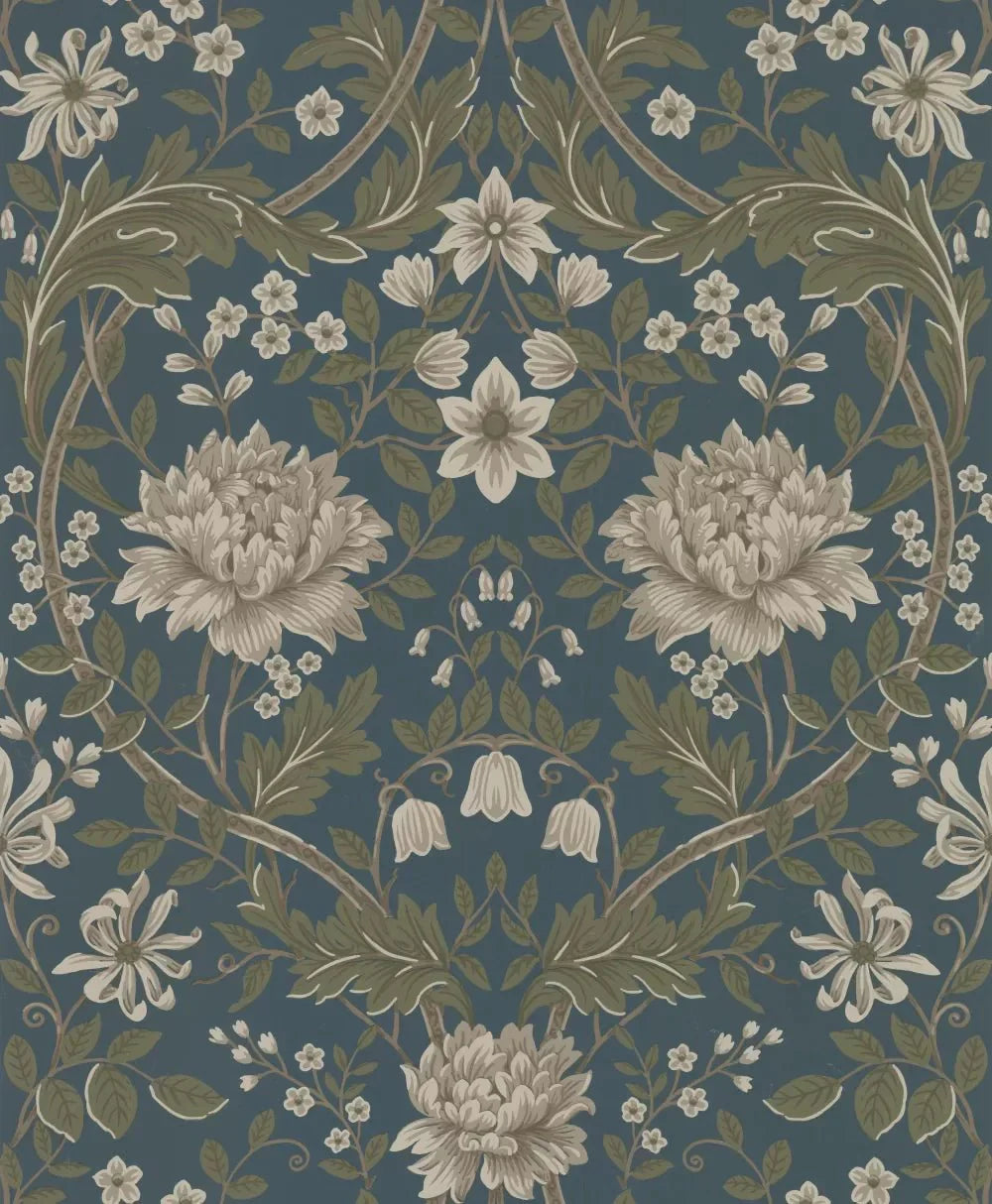 Honeysuckle Trail Wallpaper - Green - NextWall - NW44604 - Morris Wallpaper