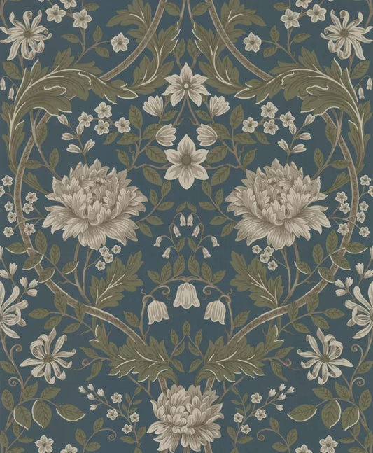 Honeysuckle Trail Wallpaper - Green - NextWall - NW44604 - Morris Wallpaper