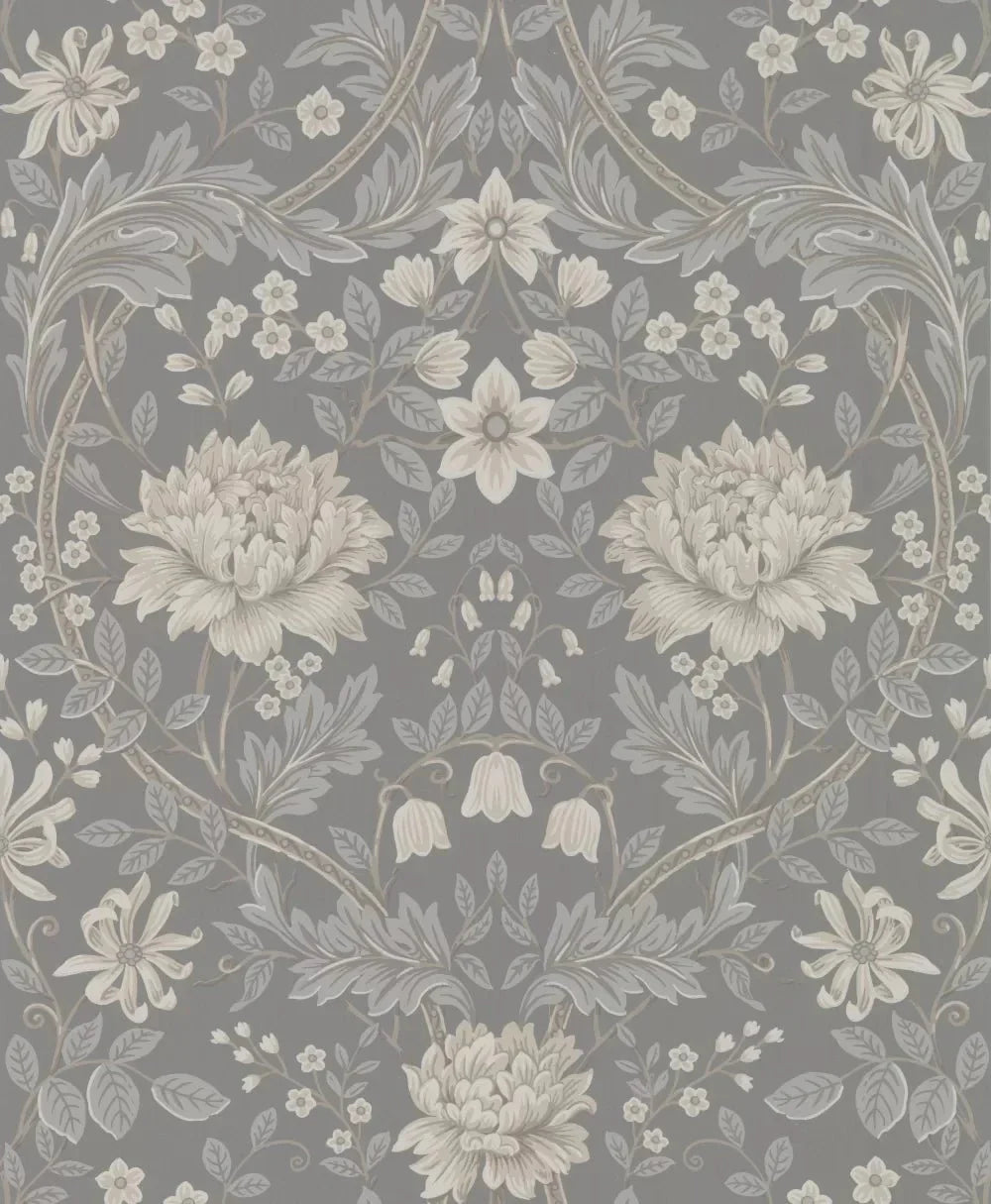 Honeysuckle Trail Wallpaper - Grey - NextWall - NW44608 - Morris Wallpaper