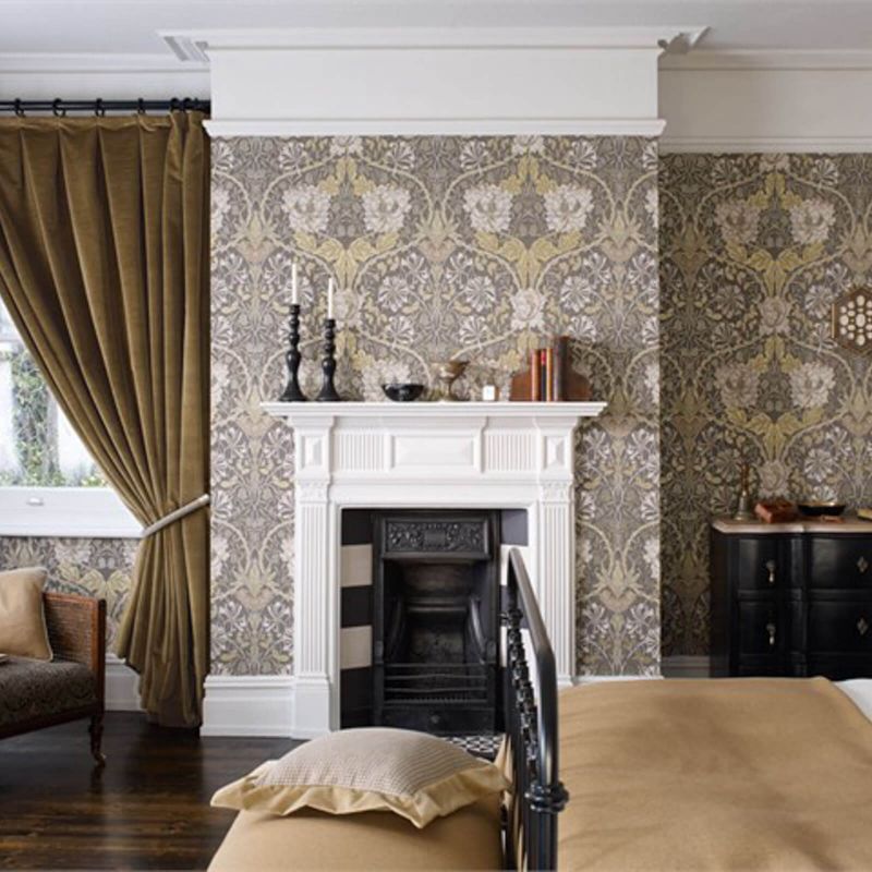 Honeysuckle & Tulip Wallpaper - Red/Gold - 214700 - Morris & Co - Premier Wallcovering