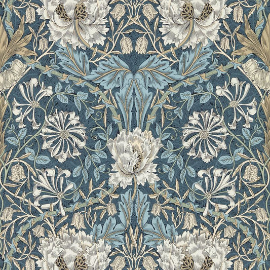 Honeysuckle & Tulip Wallpaper - Woad/Thyme - 217371 - Morris & Co - Premier Wallcovering