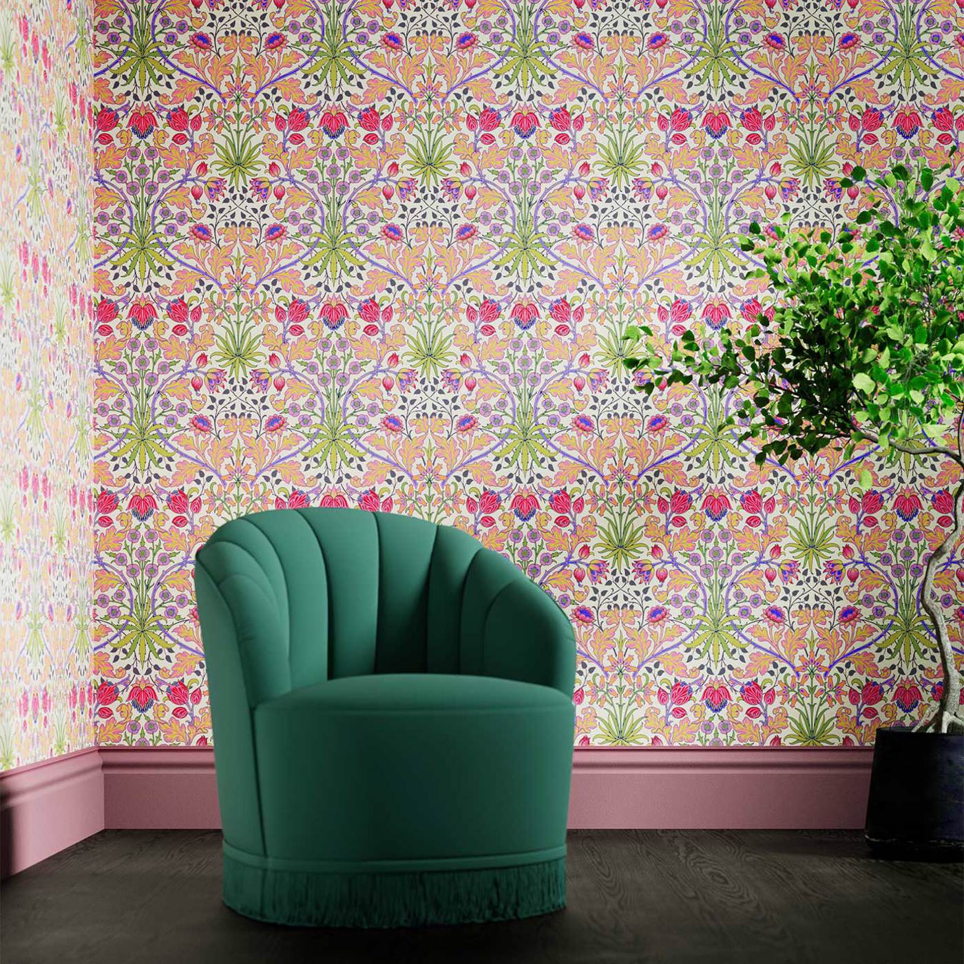 Hyacinth Wallpaper - Cosmo Pink - 510008 - Morris & Co - Premier Wallcovering