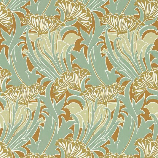 Laceflower Wallpaper - Tobacco/Pistachio - 217354 - Morris & Co - Premier Wallcovering