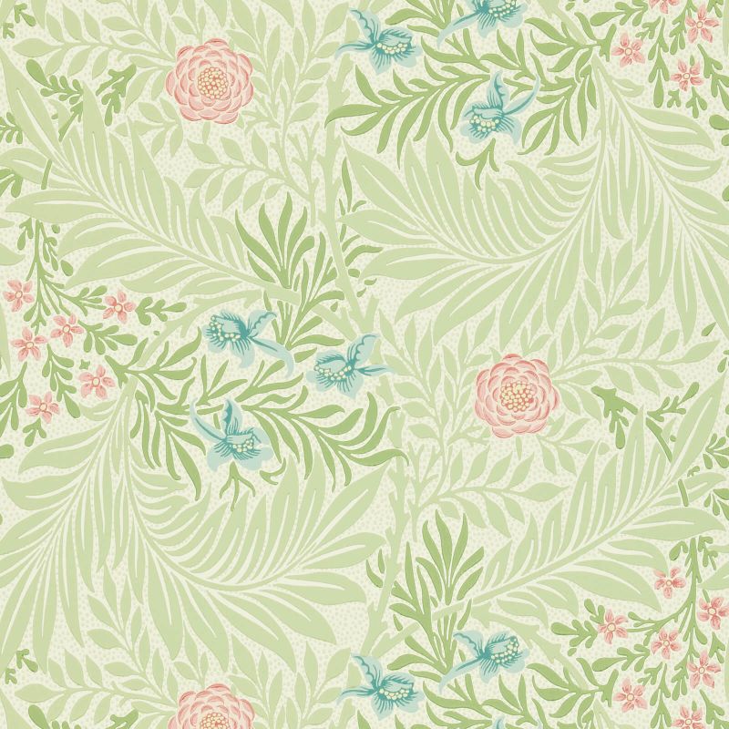 Larkspur Wallpaper - Green/Coral - 212558 - Morris & Co - Premier Wallcovering