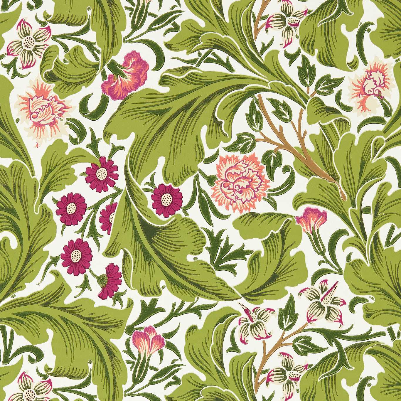 Leicester Wallpaper - Sour Green/Plum - 217334 - Morris & Co - Premier Wallcovering