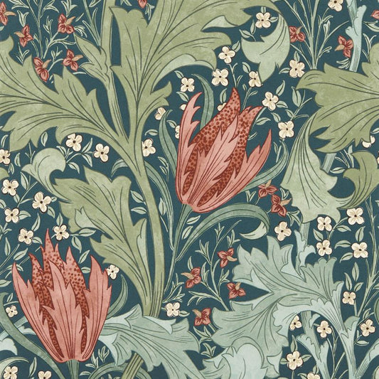 Lent Lily Wallpaper - Indigo/Madder - Morris & Co - 217595 - Premier Wallcovering
