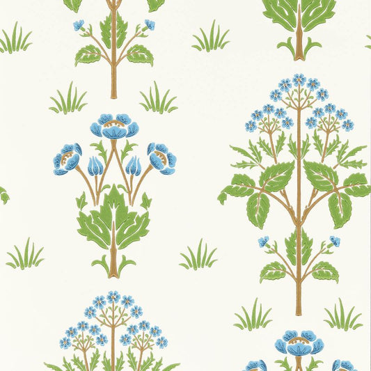 Meadow Sweet Wallpaper - Cobalt/Grass green - 217368 - Morris & Co - Premier Wallcovering