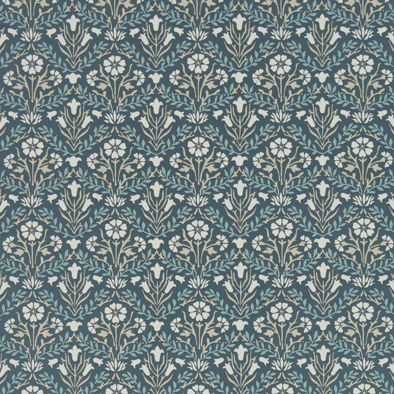 Morris Bellflowers Wallpaper - Indigo/Linen - 216436 - Morris & Co - Premier Wallcovering