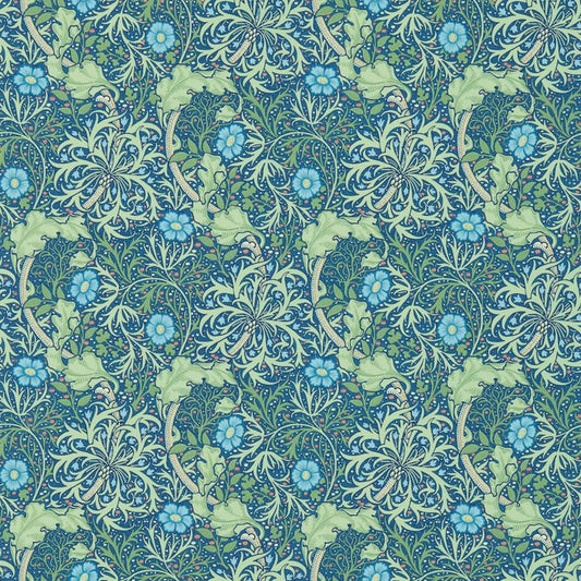 Morris Seaweed Wallpaper - Cobalt/Thyme - 214713 - Morris & Co - Premier Wallcovering