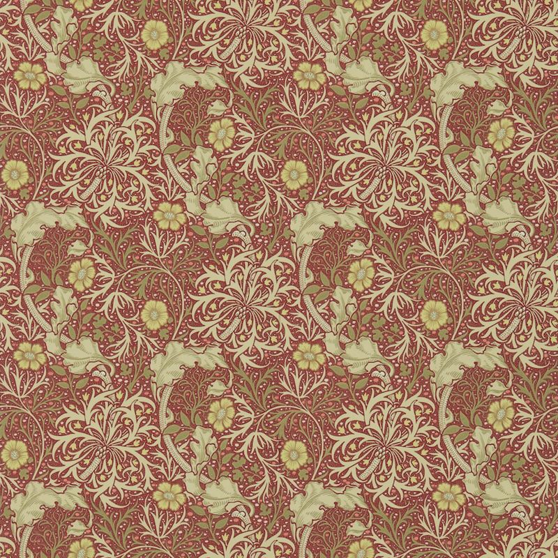 Morris Seaweed Wallpaper - Red/Gold - 214712 - Morris & Co - Premier Wallcovering