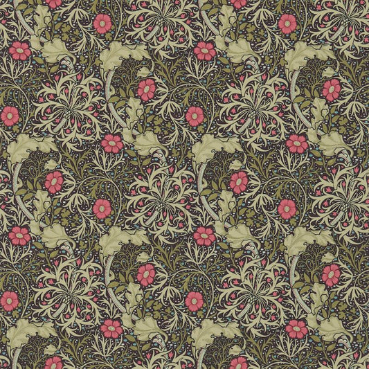 Morris Seaweed Wallpaper - Ebony/Poppy - 214716 - Morris & Co - Premier Wallcovering