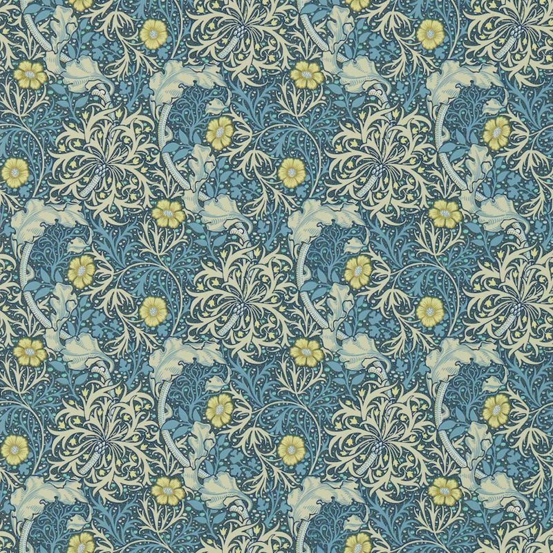 Morris Seaweed Wallpaper - Ink/Woad - 214714 - Morris & Co - Premier Wallcovering