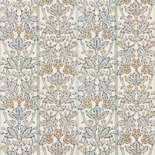 Oak & Blossom Wallpaper - Mineral Blue/Linen - Morris & Co - 217591 - Premier Wallcovering