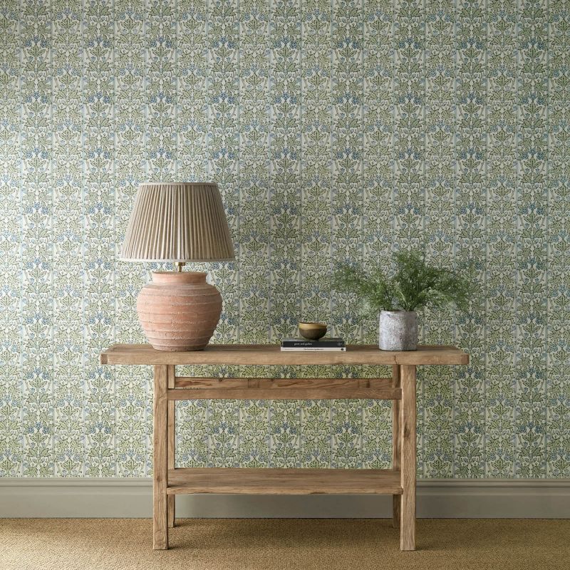 Oak & Blossom Wallpaper - Thyme/Woad - Morris & Co - 217590 - Premier Wallcovering