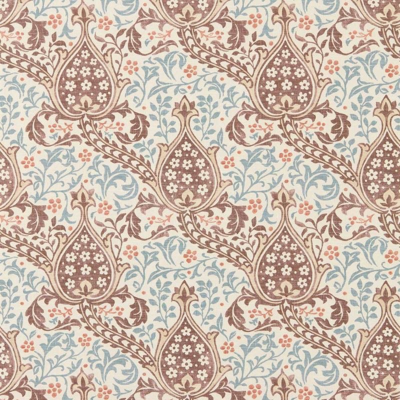 Persian Tulip Wallpaper - Umber/Mineral Blue - Morris & Co - 217598 - Premier Wallcovering