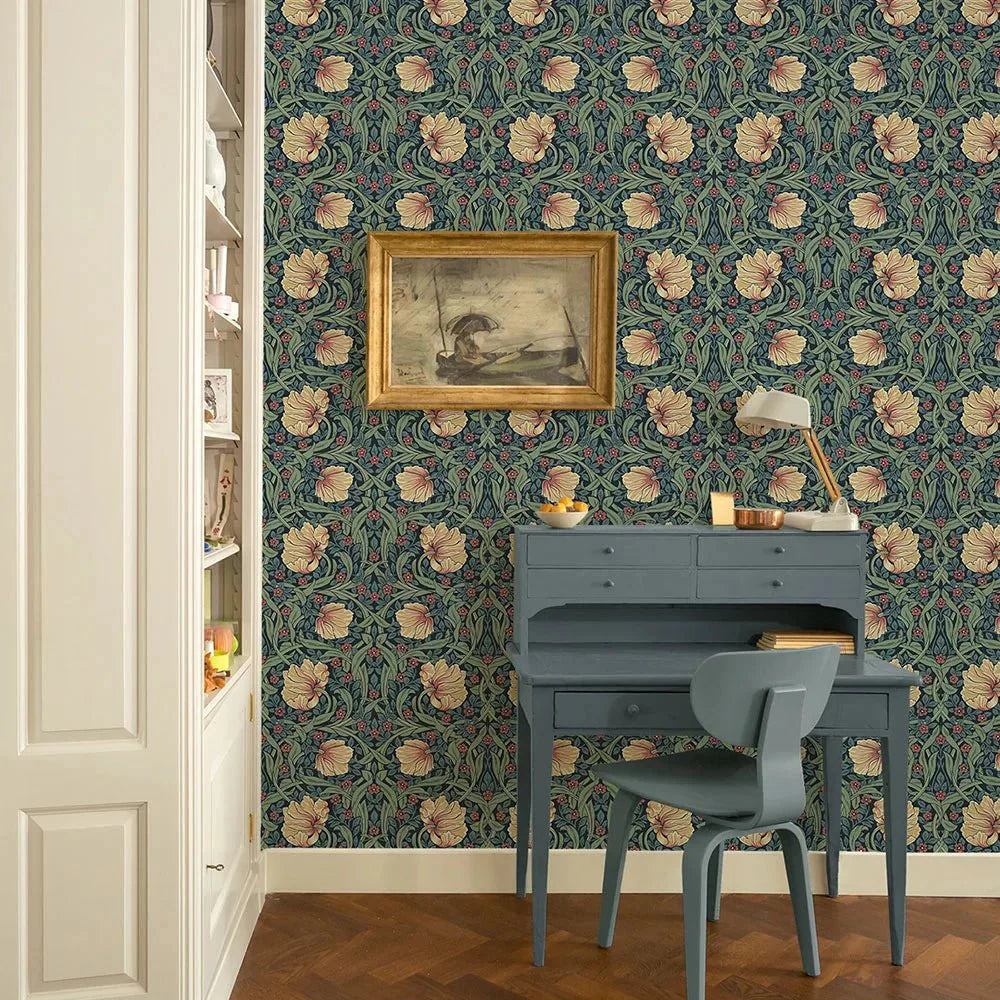 Pimpernel Garden Wallpaper - Bluestone & Clay - NextWall - NW54202 - Morris Wallpaper