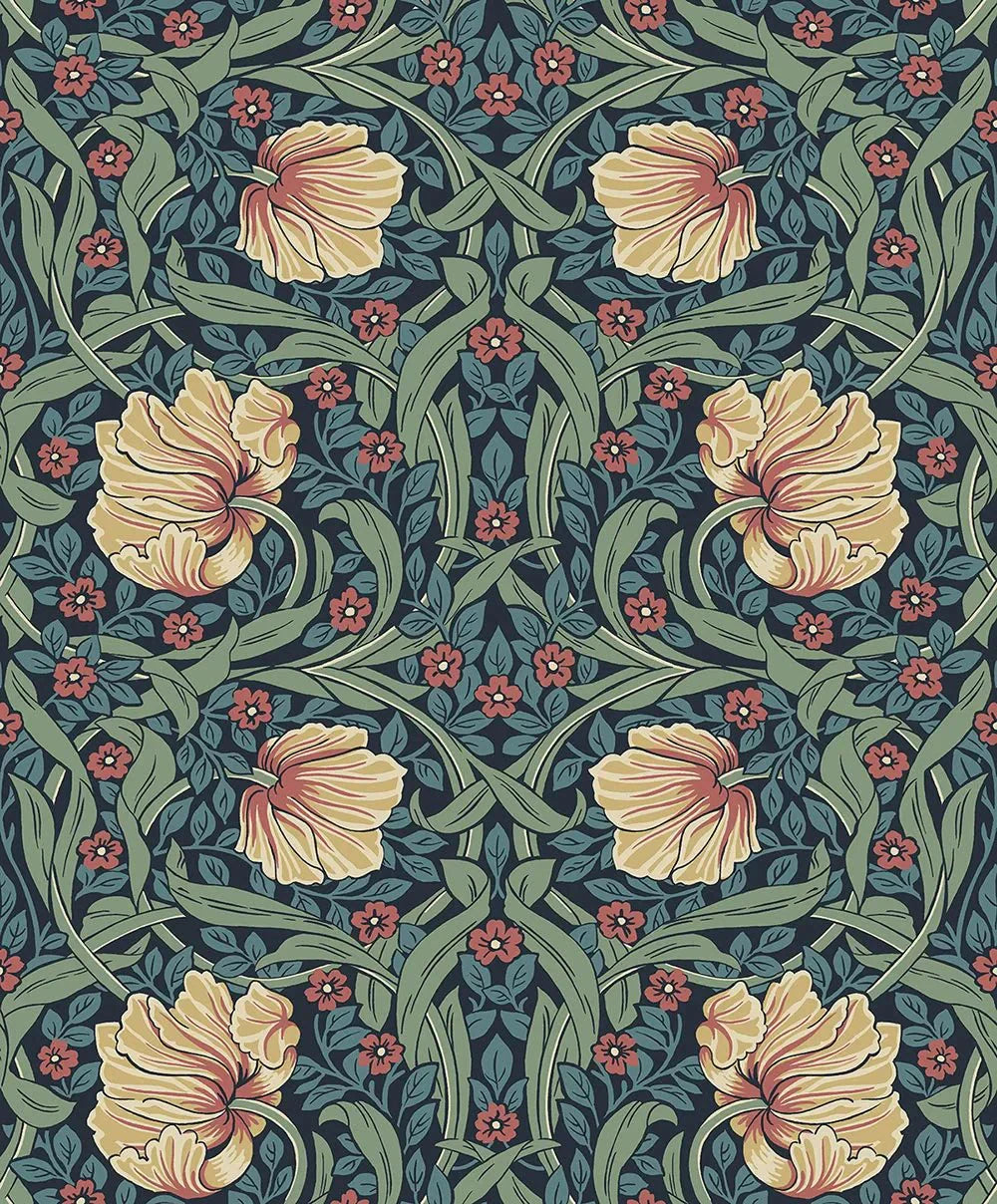 Pimpernel Garden Wallpaper - Bluestone & Clay - NextWall - NW54202 - Morris Wallpaper