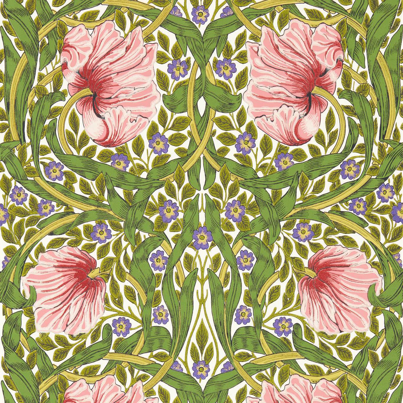 Pimpernel Wallpaper - Sap Green/Strawberry - 217333 - Morris & Co - Premier Wallcovering