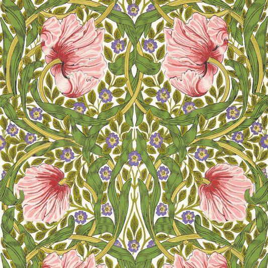 Pimpernel Wallpaper - Sap Green/Strawberry - 217333 - Morris & Co - Premier Wallcovering