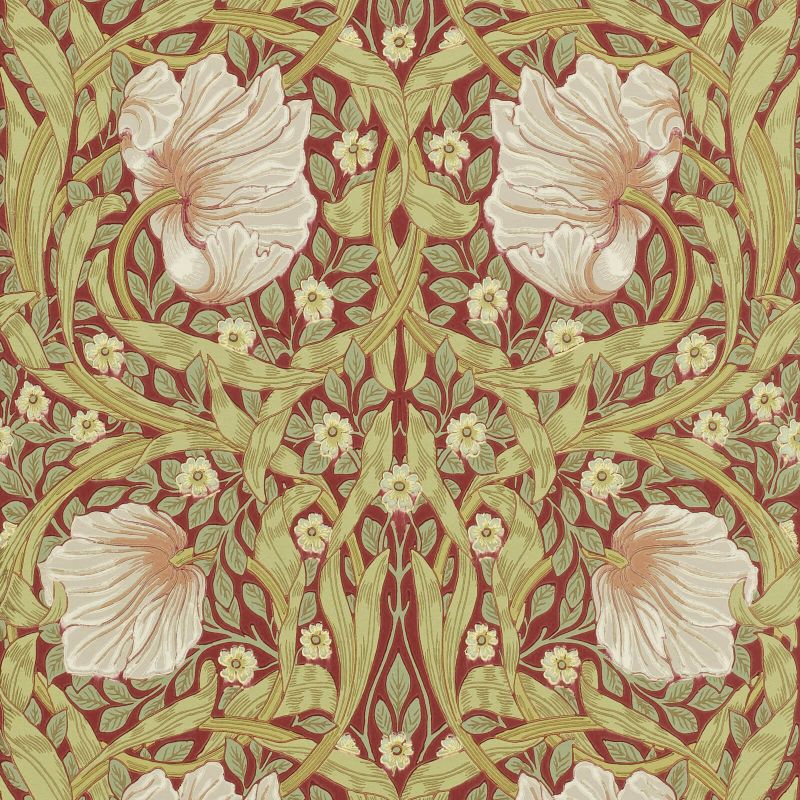 Pimpernel Wallpaper - Brick/Olive - 210386 - Morris & Co