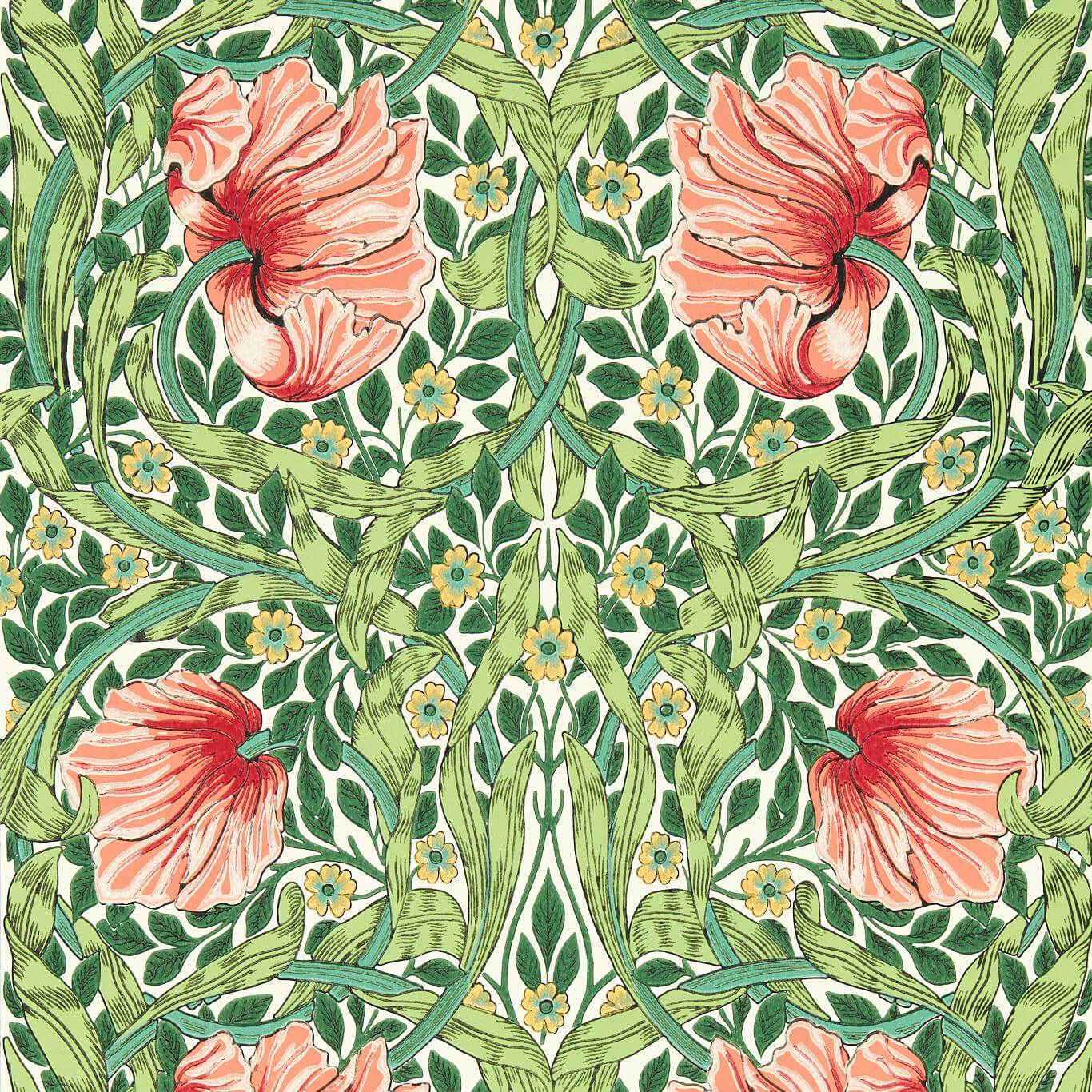 Pimpernel Wallpaper - Shamrock/Watermelon - 217332 - Morris & Co - Premier Wallcovering
