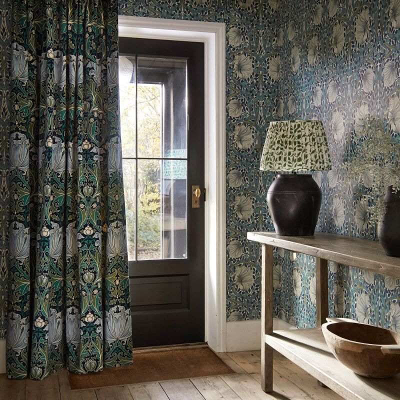 Pimpernel Wallpaper - Woad/Coral - 217363 - Morris & Co - Premier Wallcovering