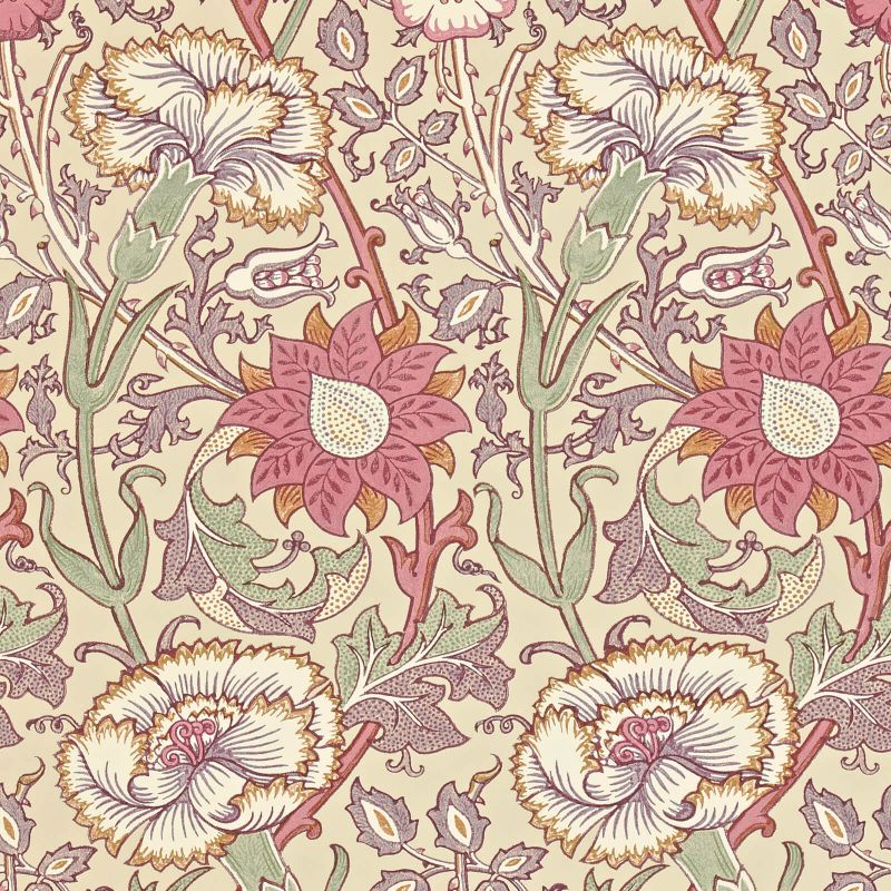 Pink & Rose Wallpaper - Manilla/White - 212566 - Morris & Co - Premier Wallcovering