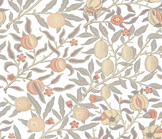 Pomegranate Wallpaper - White - NextWall - NW48003 - Morris Wallpaper