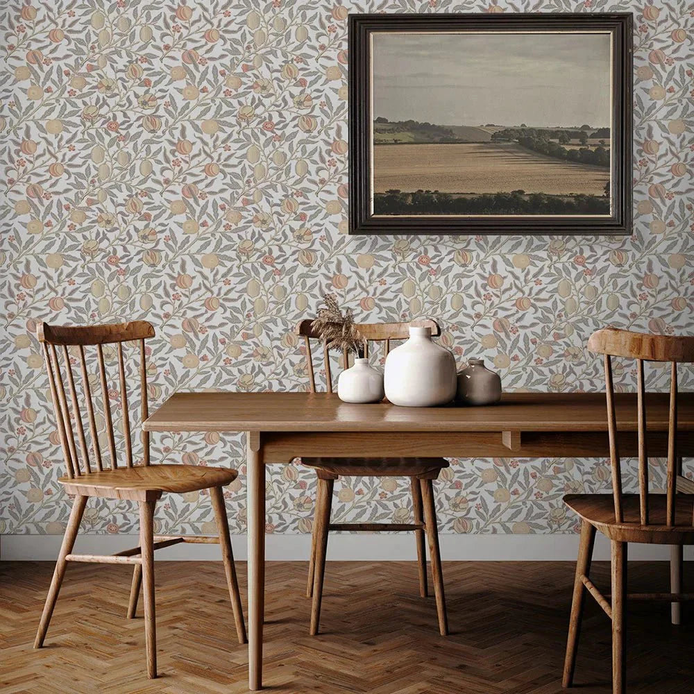 Pomegranate Wallpaper - White - NextWall - NW48003 - Morris Wallpaper
