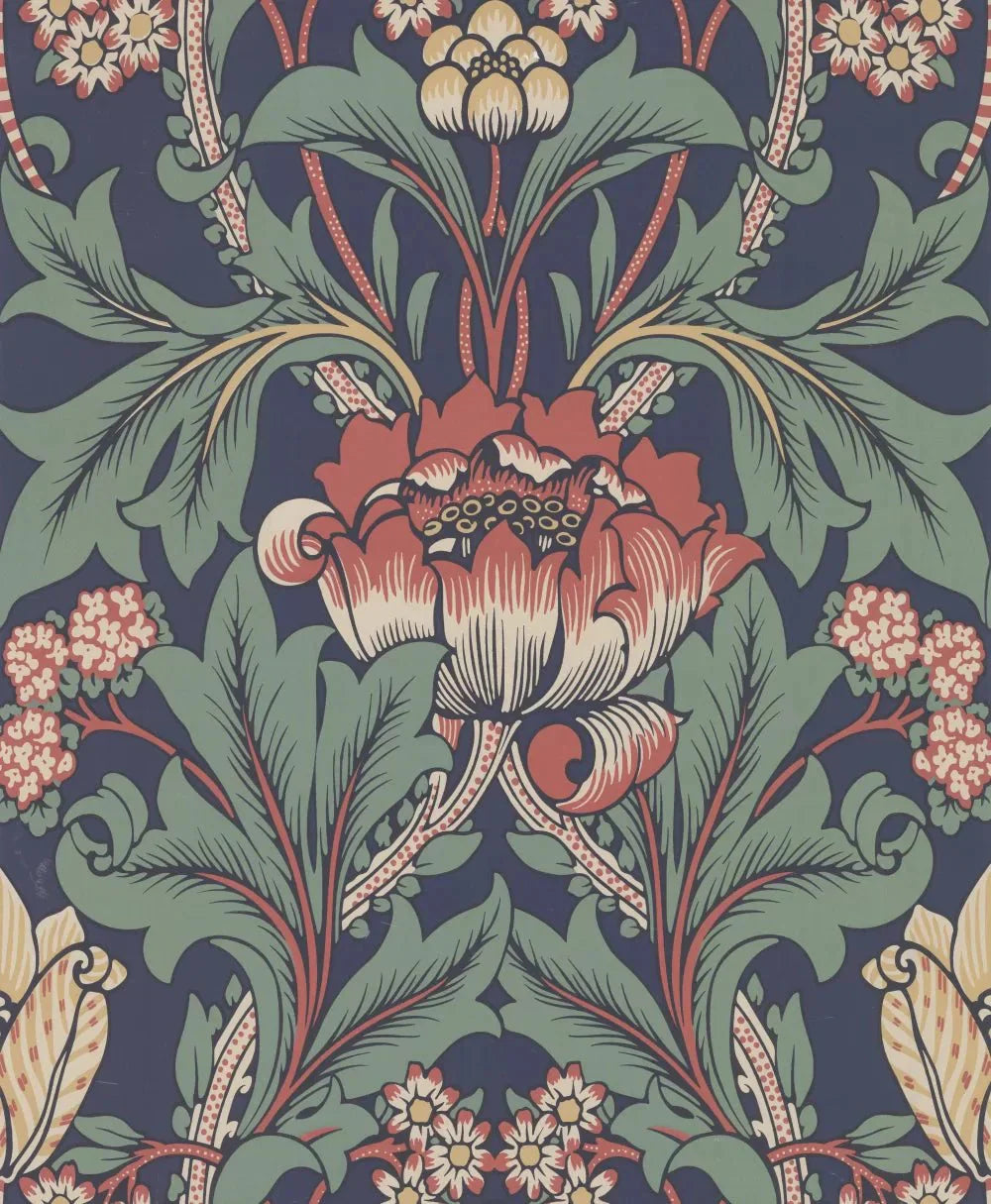 Primrose Floral Wallpaper - Navy Blue - NextWall - NW44402 - Morris Wallpaper