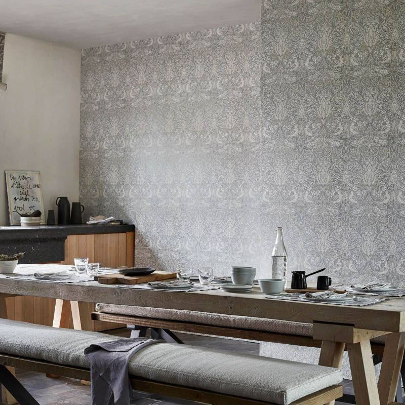 Pure Dove & Rose Wallpaper - Cloud Grey - 216520 - Morris & Co - Premier Wallcovering