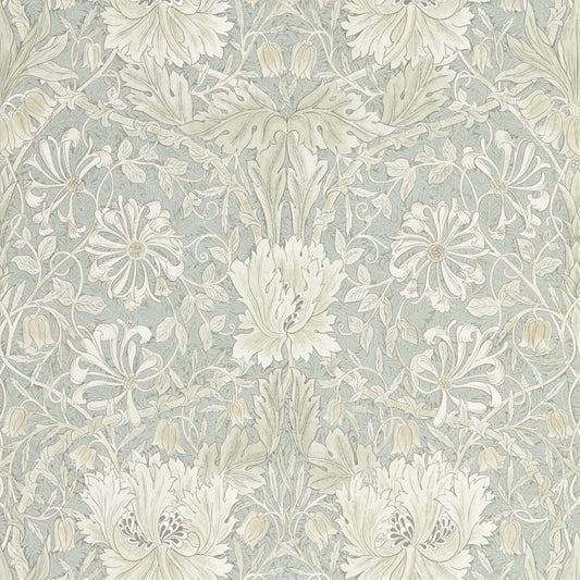 Pure Honeysuckle & Tulip Wallpaper - Grey Blue - 216525 - Morris & Co - Premier Wallcovering