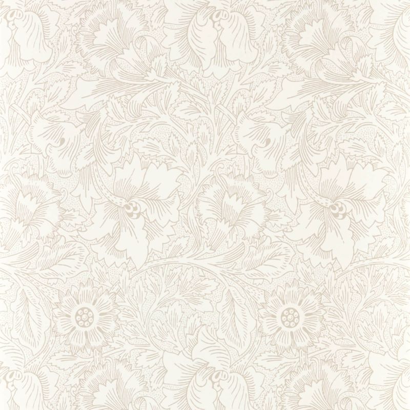 Pure Poppy Wallpaper - Ecru/Stone - 216034 - Morris & Co - Premier Wallcovering