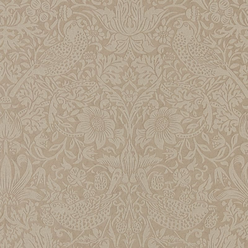 Pure Strawberry Thief Wallpaper - Taupe/Gilver - 216019 - Morris & Co - Premier Wallcovering