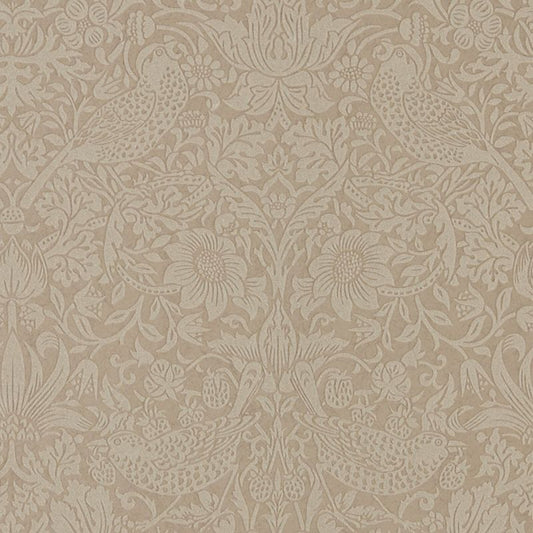 Pure Strawberry Thief Wallpaper - Taupe/Gilver - 216019 - Morris & Co - Premier Wallcovering
