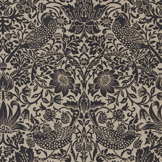 Pure Strawberry Thief Wallpaper - Gilver/Graphite - 216018 - Morris & Co - Premier Wallcovering