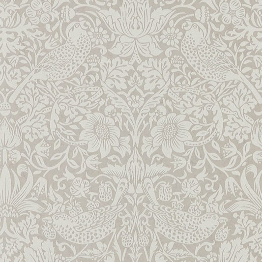 Pure Strawberry Thief Wallpaper - Silver/Stone - 216017 - Morris & Co - Premier Wallcovering