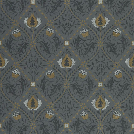 Pure Trellis Wallpaper - Black Ink - 216527 - Morris & Co - Premier Wallcovering
