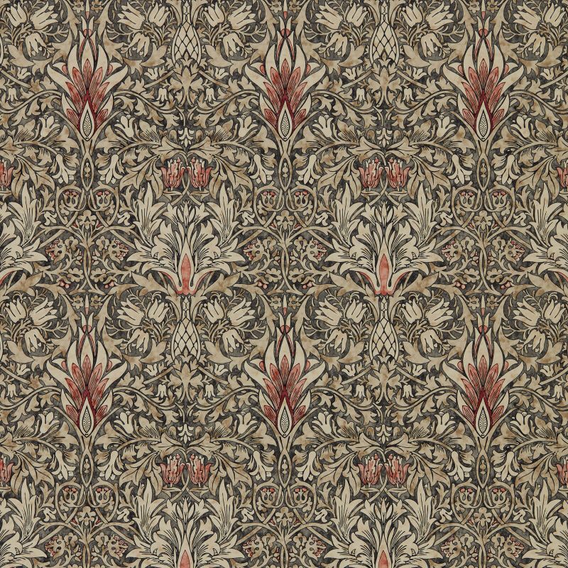 Snakeshead Wallpaper - Charcoal/Spice - 216425 - Morris & Co - Premier Wallcovering