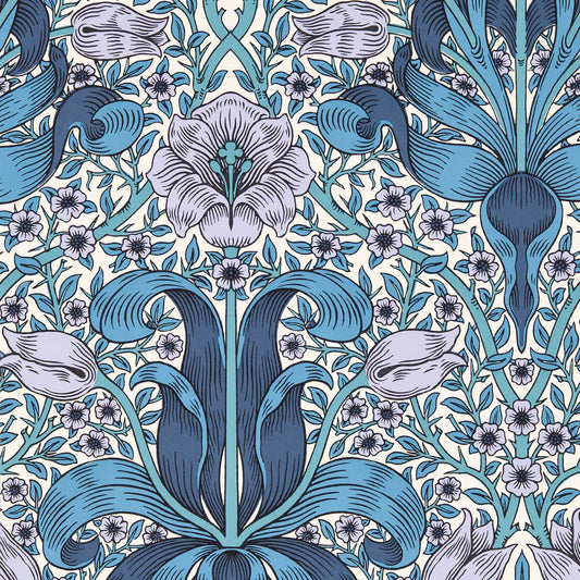 Spring Thicket Wallpaper - Indigo/Lilac - 217338 - Morris & Co - Premier Wallcovering