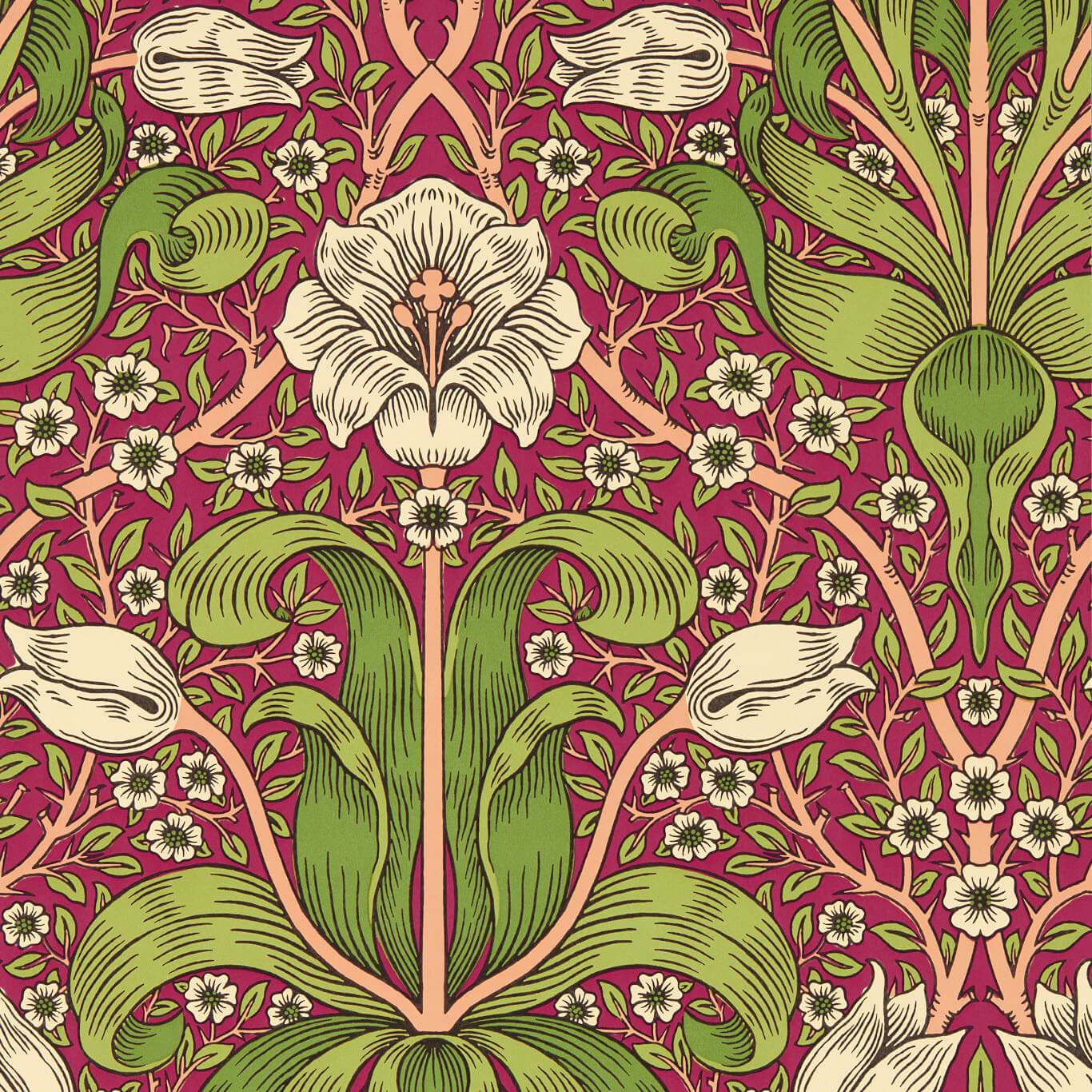 Spring Thicket Wallpaper - Maraschino Cherry - 217337 - Morris & Co - Premier Wallcovering