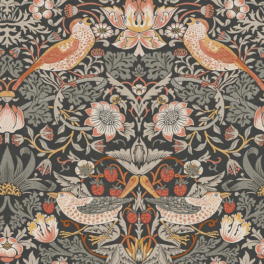 Strawberry Thief Wallpaper - Charcoal - 124230 - William Morris AH - Premier Wallcovering