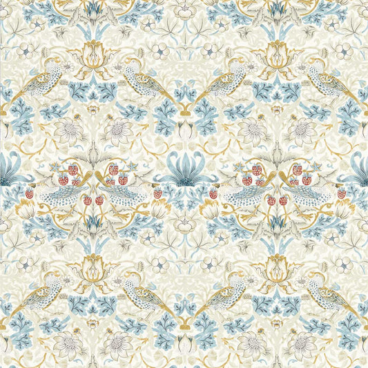 Strawberry Thief Wallpaper - Linen/Plum - Clarke & Clarke - W0171/03 - Premier Wallcovering